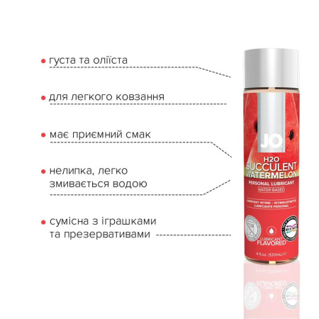 Смазка на водной основе System JO H2O — Watermelon (120 мл) без сахара, растительный глицерин || Змазка на водній основі System JO H2O — Watermelon (120 мл) без цукру, рослинний гліцерин