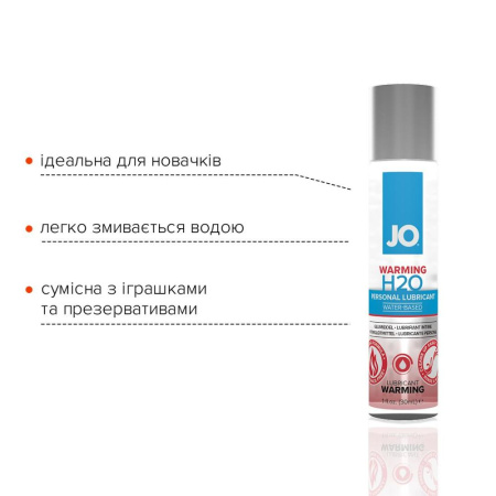 Зігрівальна змазка на водній основі System JO H2O WARMING (30 мл) з екстрактом перцевої м’яти Зігрівальна змазка на водній основі System JO H2O WARMING (30 мл) з екстрактом перцевої м’яти