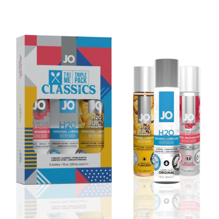 Набор System JO Tri-Me Triple Pack - Classics (3 х 30 мл) водная, силиконовая и вкусовая смазки Набор System JO Tri-Me Triple Pack - Classics (3 х 30 мл) водная, силиконовая и вкусовая смазки